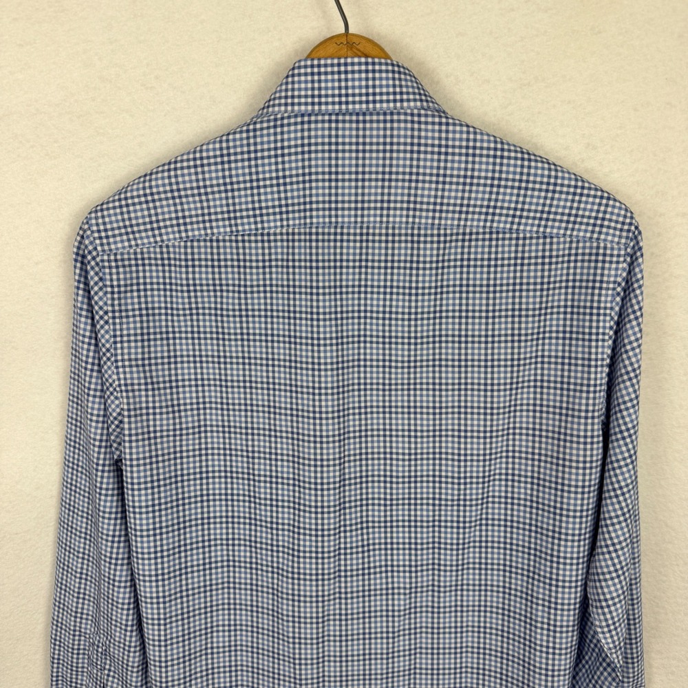 Nautica Button Down Shirt Mens Medium Slim Fit Gingham Long Sleeve Blue - Picture 6 of 10